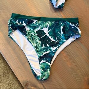Tropical Leaf Print Bikini Bottom